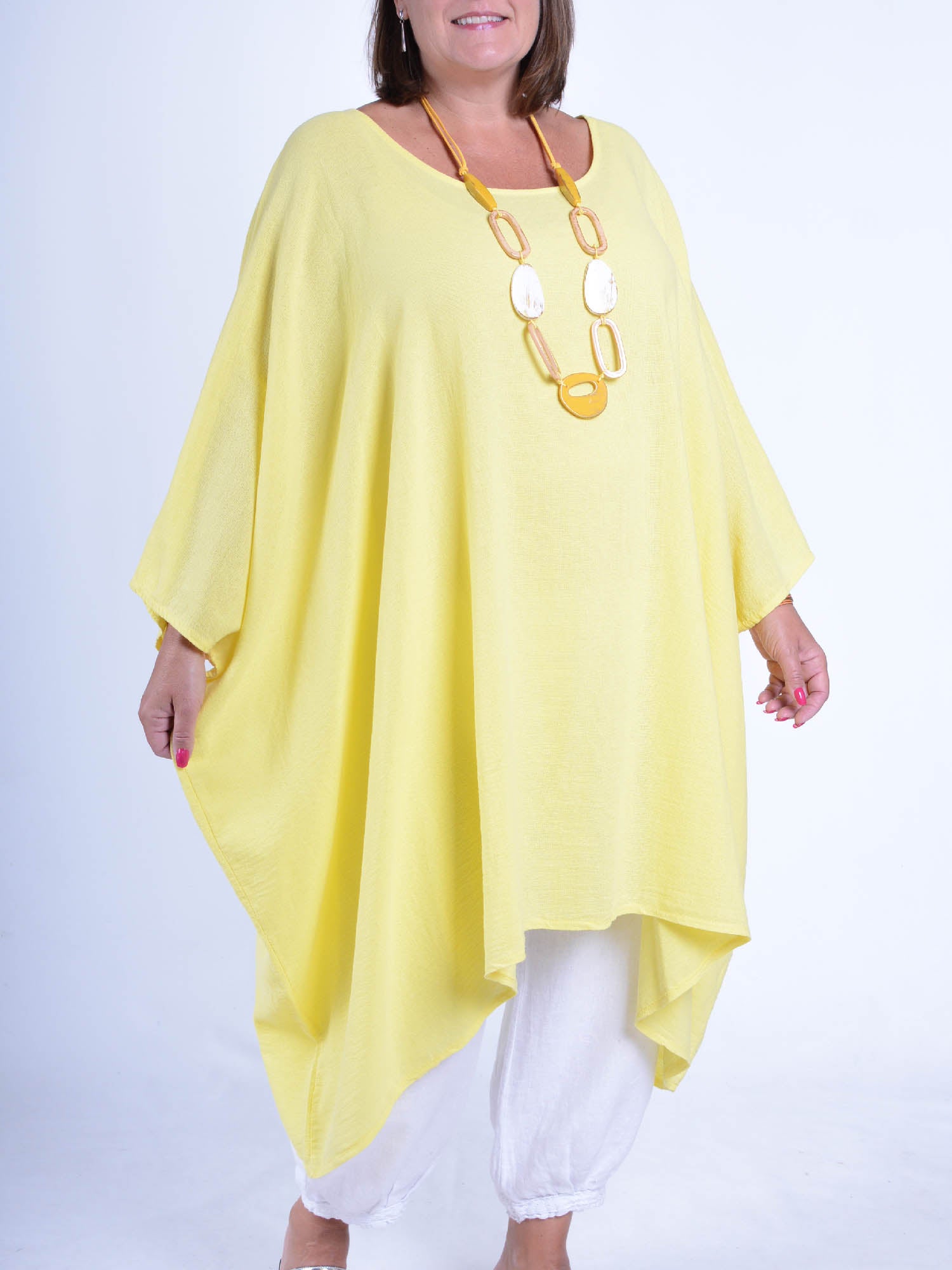 Lagenlook Oversized Cotton/Linen Kaftan Tunic - 3486, Tops & Shirts, Pure Plus Clothing, Lagenlook Clothing, Plus Size Fashion, Over 50 Fashion