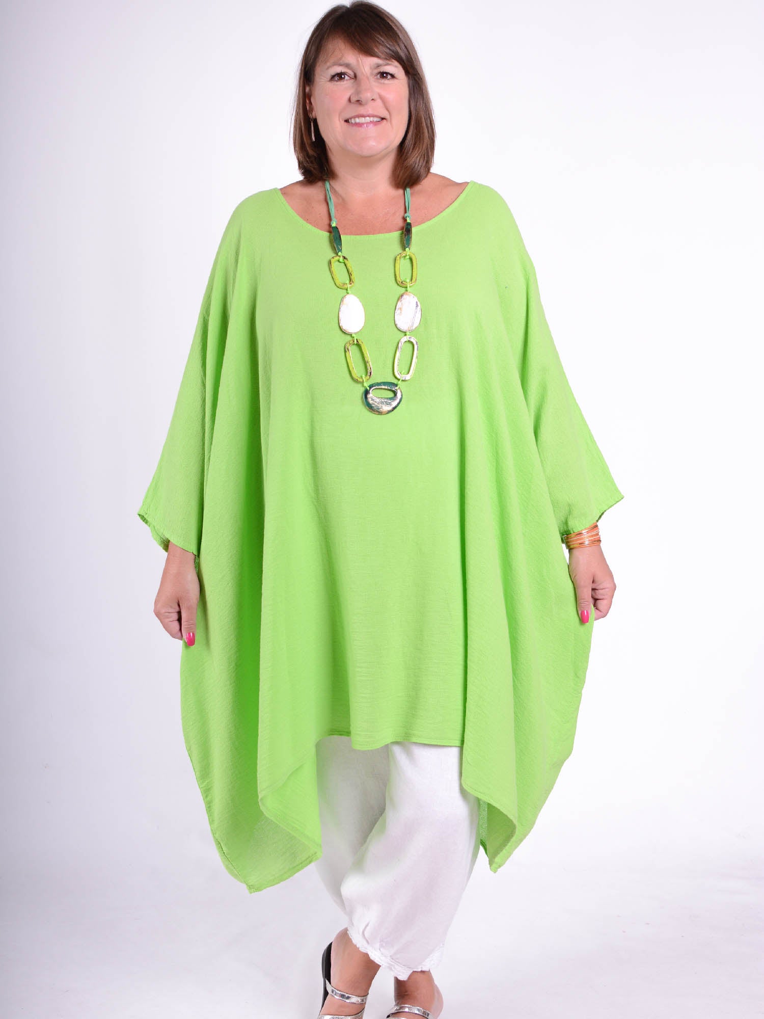 Lagenlook Oversized Cotton/Linen Kaftan Tunic - 3486, Tops & Shirts, Pure Plus Clothing, Lagenlook Clothing, Plus Size Fashion, Over 50 Fashion