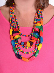 Lagenlook Quirky Wooden Multi strand necklace - 67731, Necklaces & Pendants, Pure Plus Clothing, Lagenlook Clothing, Plus Size Fashion, Over 50 Fashion