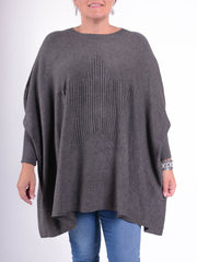 Soft Knit Batwing Sleeve Jumper with Star design - 3600, Jumpers & Cardigans, Pure Plus Clothing, Lagenlook Clothing, Plus Size Fashion, Over 50 Fashion