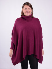 Soft Knit Batwing Sleeve Poncho Jumper Polo Neck  -2692, , Pure Plus Clothing, Lagenlook Clothing, Plus Size Fashion, Over 50 Fashion