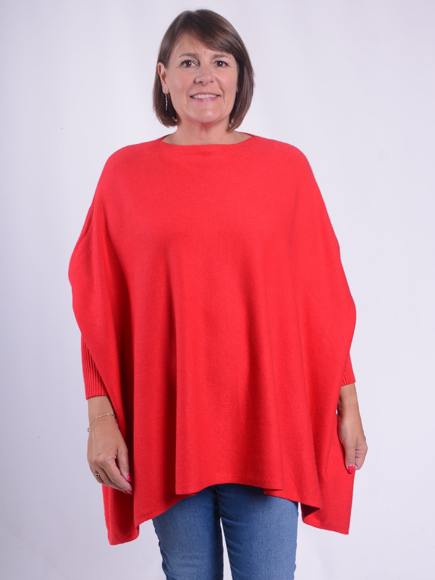 Soft Knit Batwing Sleeve Poncho Jumper  - 2700, Jumpers & Cardigans, Pure Plus Clothing, Lagenlook Clothing, Plus Size Fashion, Over 50 Fashion