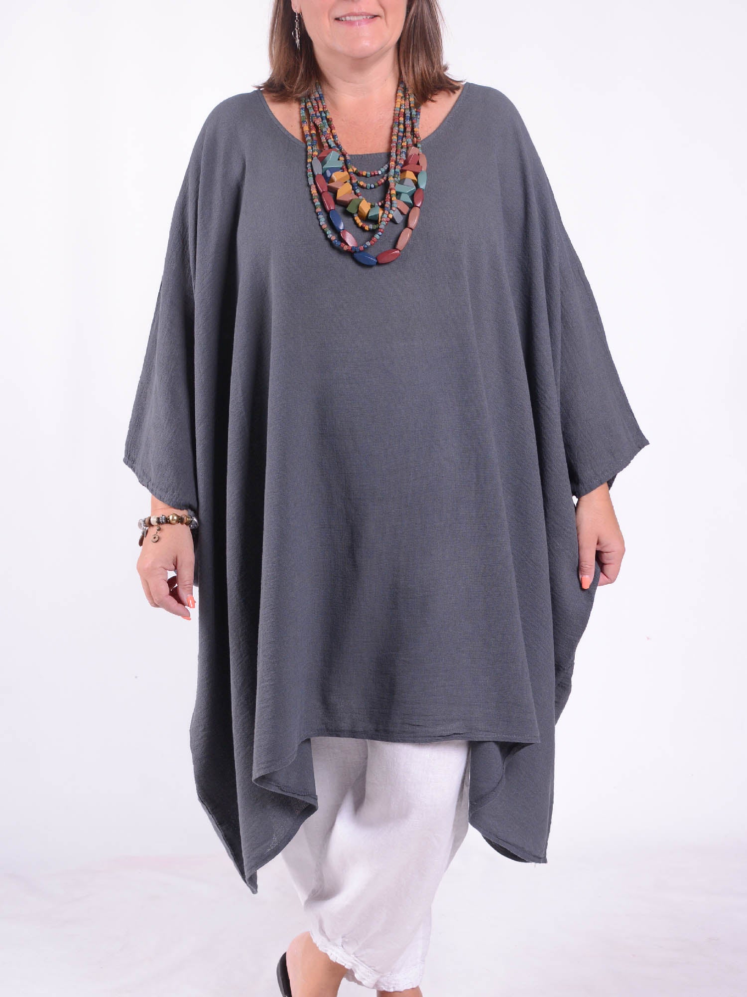 Lagenlook Oversized Cotton/Linen Kaftan Tunic - 3486, Tops & Shirts, Pure Plus Clothing, Lagenlook Clothing, Plus Size Fashion, Over 50 Fashion