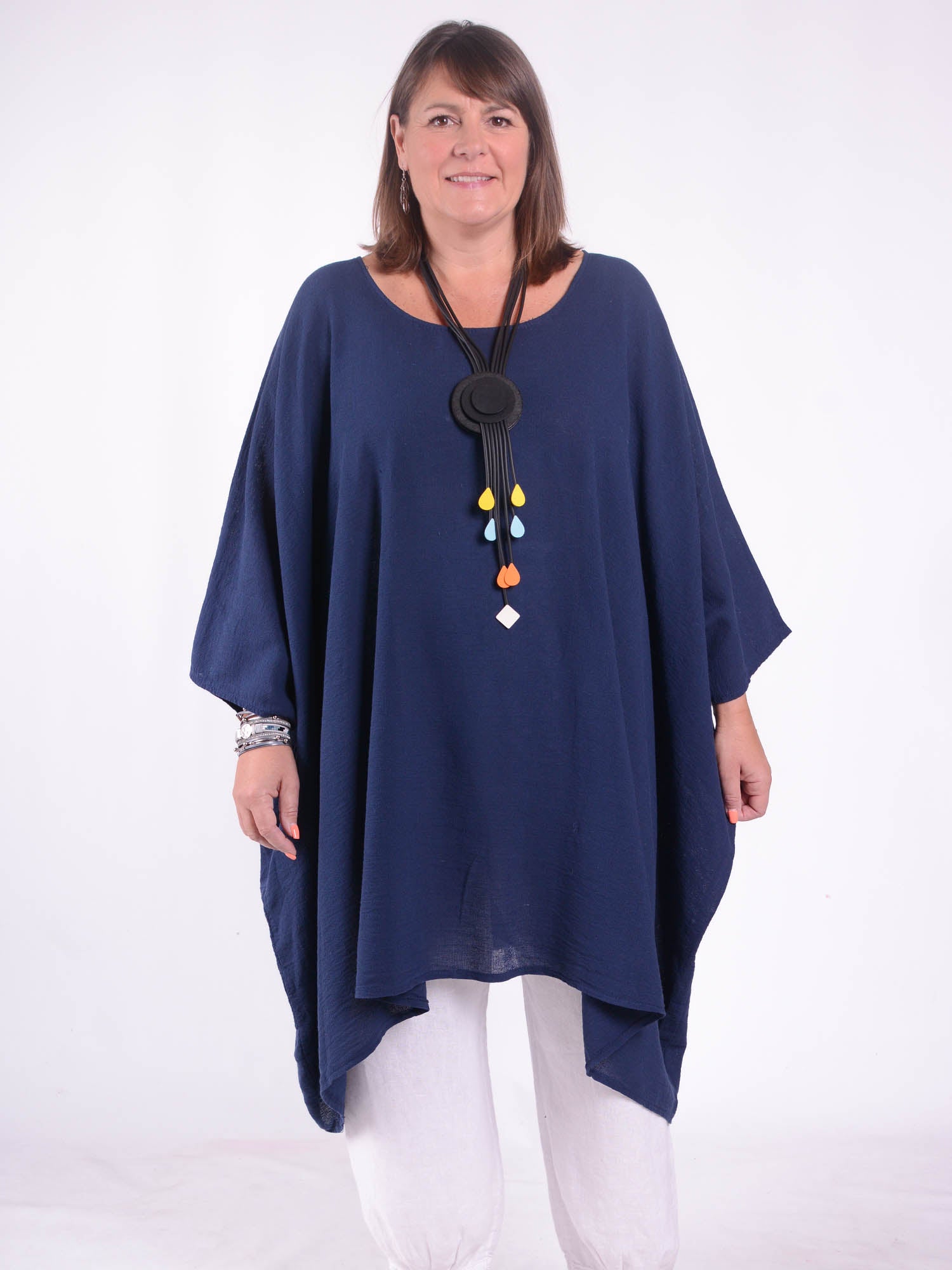Lagenlook Oversized Cotton/Linen Kaftan Tunic - 3486, Tops & Shirts, Pure Plus Clothing, Lagenlook Clothing, Plus Size Fashion, Over 50 Fashion
