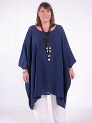 Lagenlook Oversized Cotton/Linen Kaftan Tunic - 3486, Tops & Shirts, Pure Plus Clothing, Lagenlook Clothing, Plus Size Fashion, Over 50 Fashion