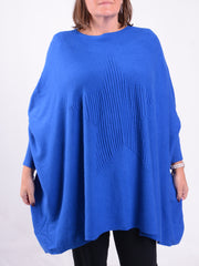 Soft Knit Batwing Sleeve Jumper with Star design - 3600, Jumpers & Cardigans, Pure Plus Clothing, Lagenlook Clothing, Plus Size Fashion, Over 50 Fashion