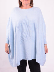 Soft Knit Batwing Sleeve Jumper with Star design - 3600, Jumpers & Cardigans, Pure Plus Clothing, Lagenlook Clothing, Plus Size Fashion, Over 50 Fashion