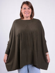 Soft Knit Batwing Sleeve Jumper with Star design - 3600, Jumpers & Cardigans, Pure Plus Clothing, Lagenlook Clothing, Plus Size Fashion, Over 50 Fashion
