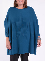 Soft Knit Batwing Sleeve Jumper with Star design - 3600, Jumpers & Cardigans, Pure Plus Clothing, Lagenlook Clothing, Plus Size Fashion, Over 50 Fashion