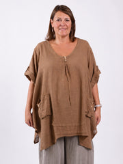 Lagenlook Pocket Detail Tunic Top - 9266