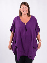 Lagenlook Pocket Detail Tunic Top - 9266
