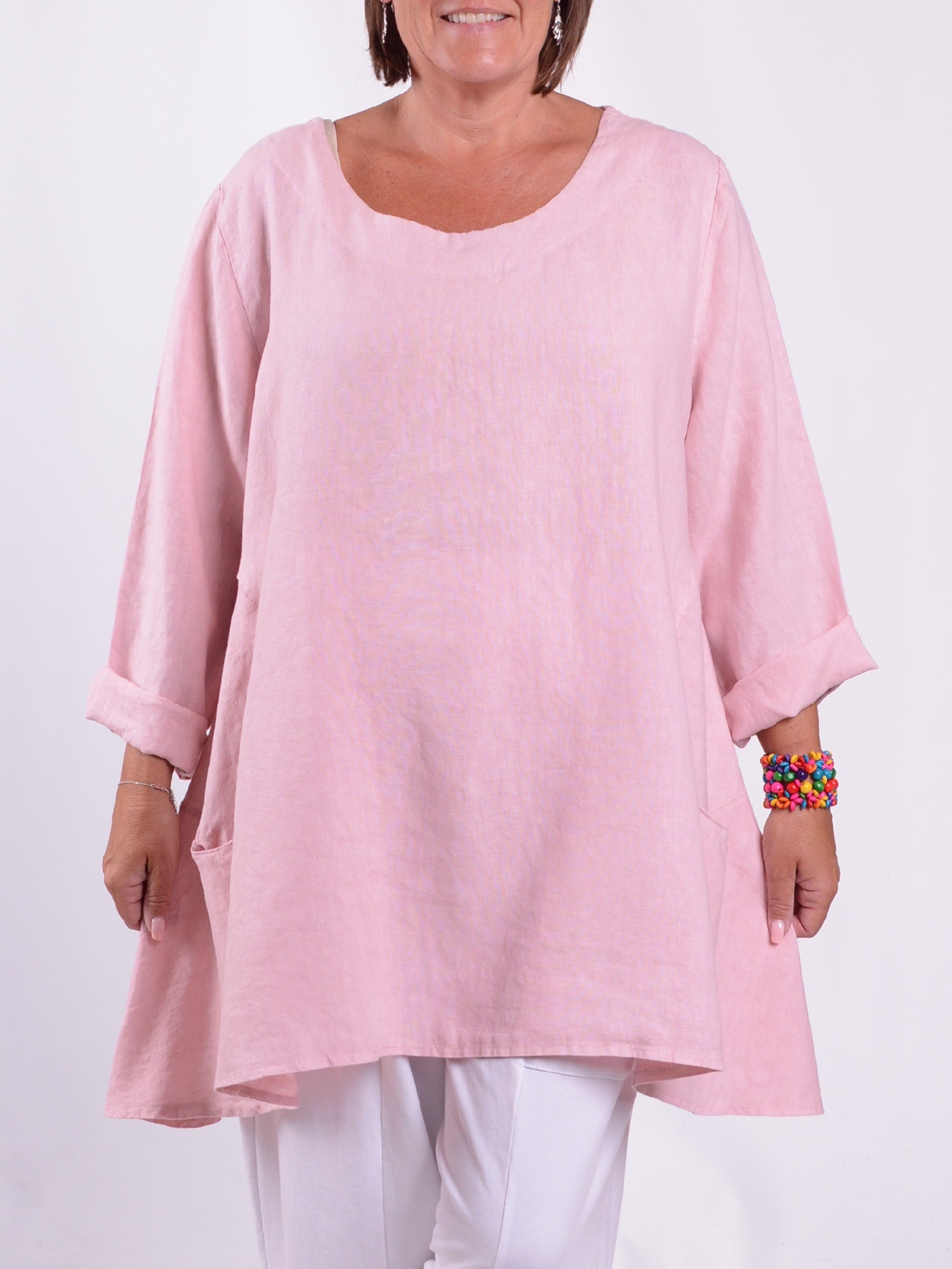 Lagenlook Heavy Linen Quirky Tunic - 9415, Tops & Shirts, Pure Plus Clothing, Lagenlook Clothing, Plus Size Fashion, Over 50 Fashion