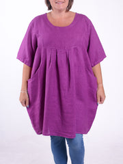 Heavy Linen Quirky Tunic Short Sleeve - 9457, Tops & Shirts, Pure Plus Clothing, Lagenlook Clothing, Plus Size Fashion, Over 50 Fashion