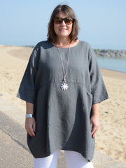 Heavy Linen Quirky Tunic - 9479, Tops & Shirts, Pure Plus Clothing, Lagenlook Clothing, Plus Size Fashion, Over 50 Fashion