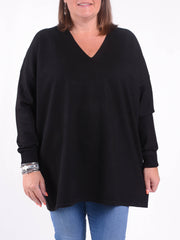 Soft Knit V Neck Jumper - V1, , Pure Plus Clothing, Lagenlook Clothing, Plus Size Fashion, Over 50 Fashion
