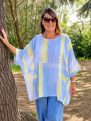Lagenlook Oversized Cotton Striped Tunic - 10077 STRIPE