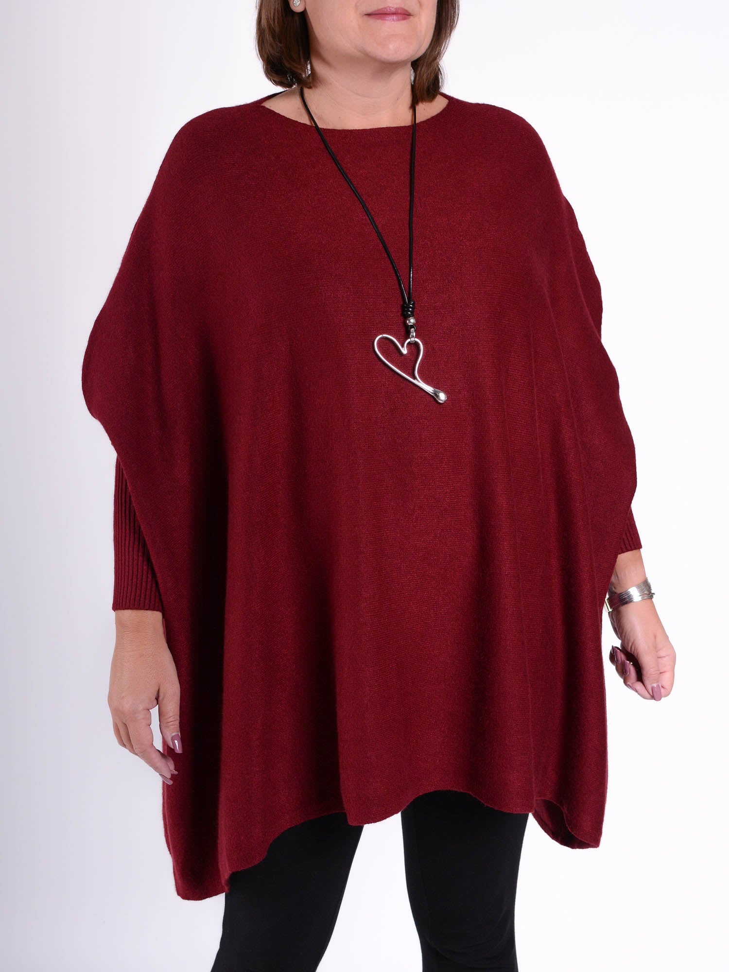 Soft Knit Batwing Sleeve Poncho Jumper  - 2700, Jumpers & Cardigans, Pure Plus Clothing, Lagenlook Clothing, Plus Size Fashion, Over 50 Fashion