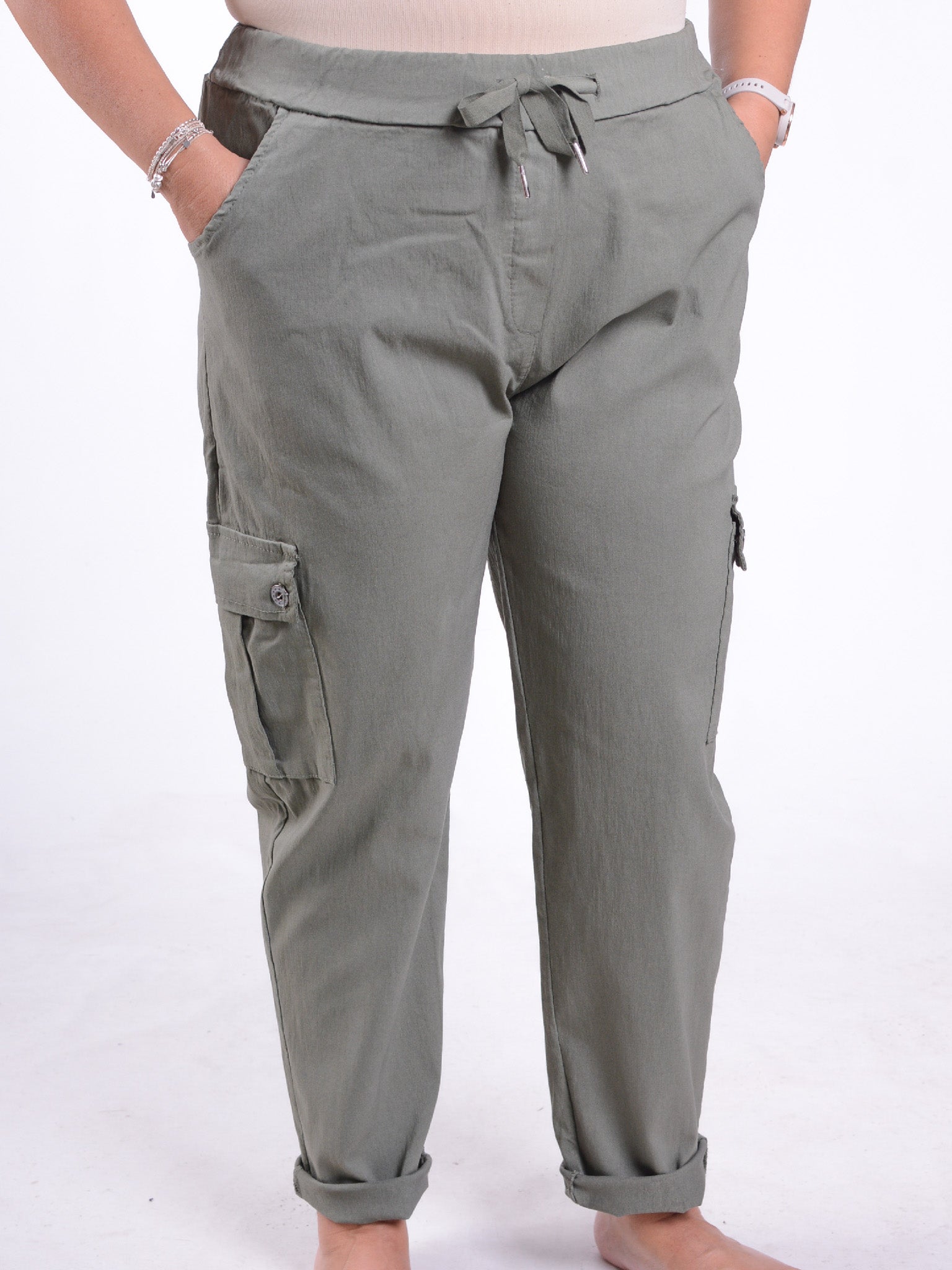 Magic Cargo Trousers - 10642, Trousers, Pure Plus Clothing, Lagenlook Clothing, Plus Size Fashion, Over 50 Fashion