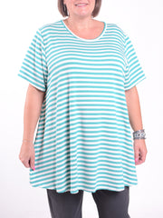 Basic Cotton Swing T Shirt - Round Neck 10516 STRIPE, Tops & Shirts, Pure Plus Clothing, Lagenlook Clothing, Plus Size Fashion, Over 50 Fashion