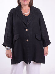 Lagenlook Collared Linen Jacket - 11372, Coats & Jackets, Pure Plus Clothing, Lagenlook Clothing, Plus Size Fashion, Over 50 Fashion