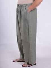 Wide Leg Linen Trousers with Detail - 13103, , Pure Plus Clothing, Lagenlook Clothing, Plus Size Fashion, Over 50 Fashion