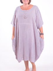 Striped Cotton Parachute Dress With Pockets - 9215 Stripe, Dresses, Pure Plus Clothing, Lagenlook Clothing, Plus Size Fashion, Over 50 Fashion