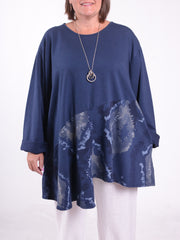 Patterned Asymmetric Hem Tunic with Pockets - 12452, Tunic, Pure Plus Clothing, Lagenlook Clothing, Plus Size Fashion, Over 50 Fashion