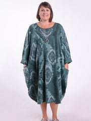 Lagenlook Parachute Dress With Pockets Cotton - 9215 Patterned, Dresses, Pure Plus Clothing, Lagenlook Clothing, Plus Size Fashion, Over 50 Fashion