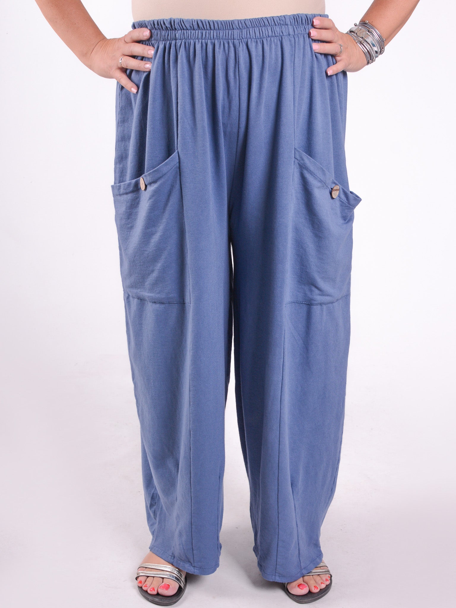 Lagenlook Wide Leg Trousers Cotton - 9461C, , Pure Plus Clothing, Lagenlook Clothing, Plus Size Fashion, Over 50 Fashion