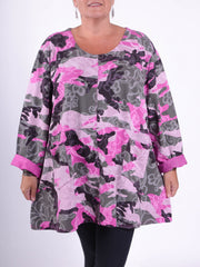 Long Sleeved Stitch Tunic Top - 105151 PATTERNED, Tops & Shirts, Pure Plus Clothing, Lagenlook Clothing, Plus Size Fashion, Over 50 Fashion