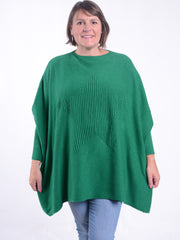 Soft Knit Batwing Sleeve Jumper with Star design - 3600, Jumpers & Cardigans, Pure Plus Clothing, Lagenlook Clothing, Plus Size Fashion, Over 50 Fashion