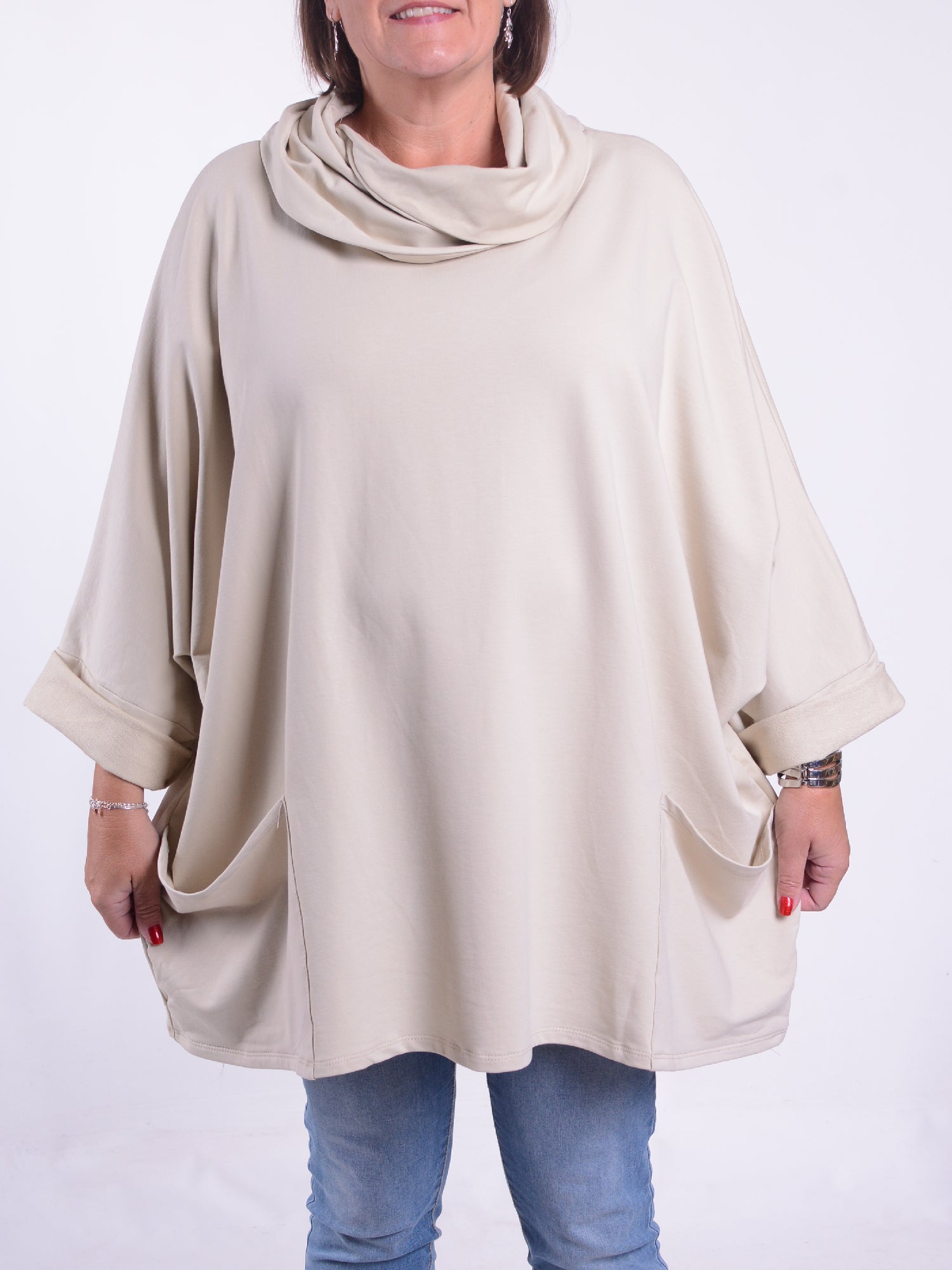 Cotton Cowl Neck Long Length Tunic - 9822, Tops & Shirts, Pure Plus Clothing, Lagenlook Clothing, Plus Size Fashion, Over 50 Fashion