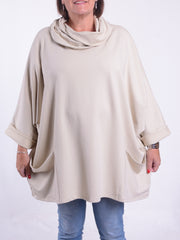 Cotton Cowl Neck Long Length Tunic - 9822, Tops & Shirts, Pure Plus Clothing, Lagenlook Clothing, Plus Size Fashion, Over 50 Fashion