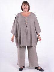 Lagenlook Linen Button Tunic - 12551, , Pure Plus Clothing, Lagenlook Clothing, Plus Size Fashion, Over 50 Fashion