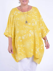 Lagenlook Oversized Cotton Tunic - 10077 FLORAL, Tops & Shirts, Pure Plus Clothing, Lagenlook Clothing, Plus Size Fashion, Over 50 Fashion