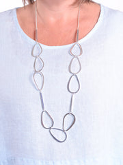 Long Silver Links Necklace - PURE4, , Pure Plus Clothing, Lagenlook Clothing, Plus Size Fashion, Over 50 Fashion