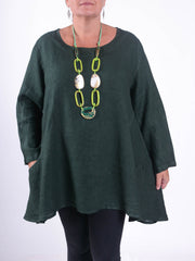 Lagenlook Heavy Linen Quirky Tunic - 9415, Tops & Shirts, Pure Plus Clothing, Lagenlook Clothing, Plus Size Fashion, Over 50 Fashion