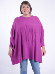 Soft Knit Batwing Sleeve Jumper with Star design - 3600, Jumpers & Cardigans, Pure Plus Clothing, Lagenlook Clothing, Plus Size Fashion, Over 50 Fashion