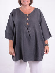 Lagenlook Linen Button Tunic - 12551, , Pure Plus Clothing, Lagenlook Clothing, Plus Size Fashion, Over 50 Fashion