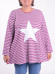 Striped Star Swing Top - 20516 STRIPE STAR, , Pure Plus Clothing, Lagenlook Clothing, Plus Size Fashion, Over 50 Fashion