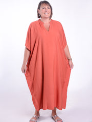 Plain Rust Kaftan - KAF13, , Pure Plus Clothing, Lagenlook Clothing, Plus Size Fashion, Over 50 Fashion