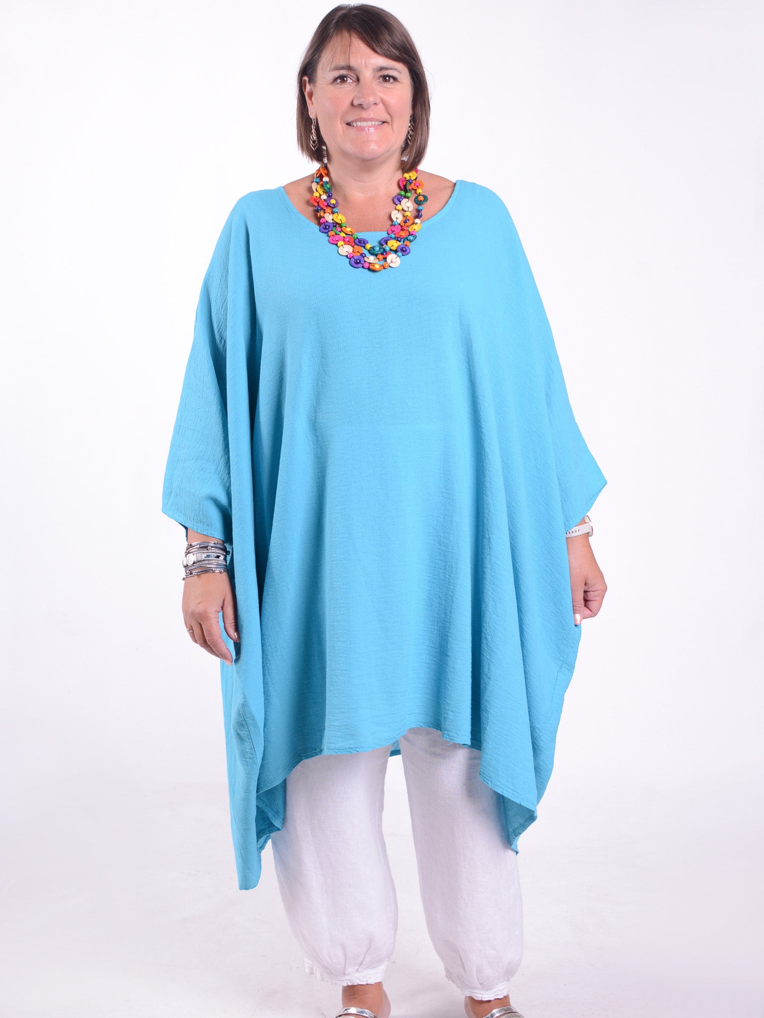 Lagenlook Oversized Cotton/Linen Kaftan Tunic - 3486, Tops & Shirts, Pure Plus Clothing, Lagenlook Clothing, Plus Size Fashion, Over 50 Fashion