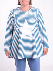 Striped Star Swing Top - 20516 STRIPE STAR, , Pure Plus Clothing, Lagenlook Clothing, Plus Size Fashion, Over 50 Fashion
