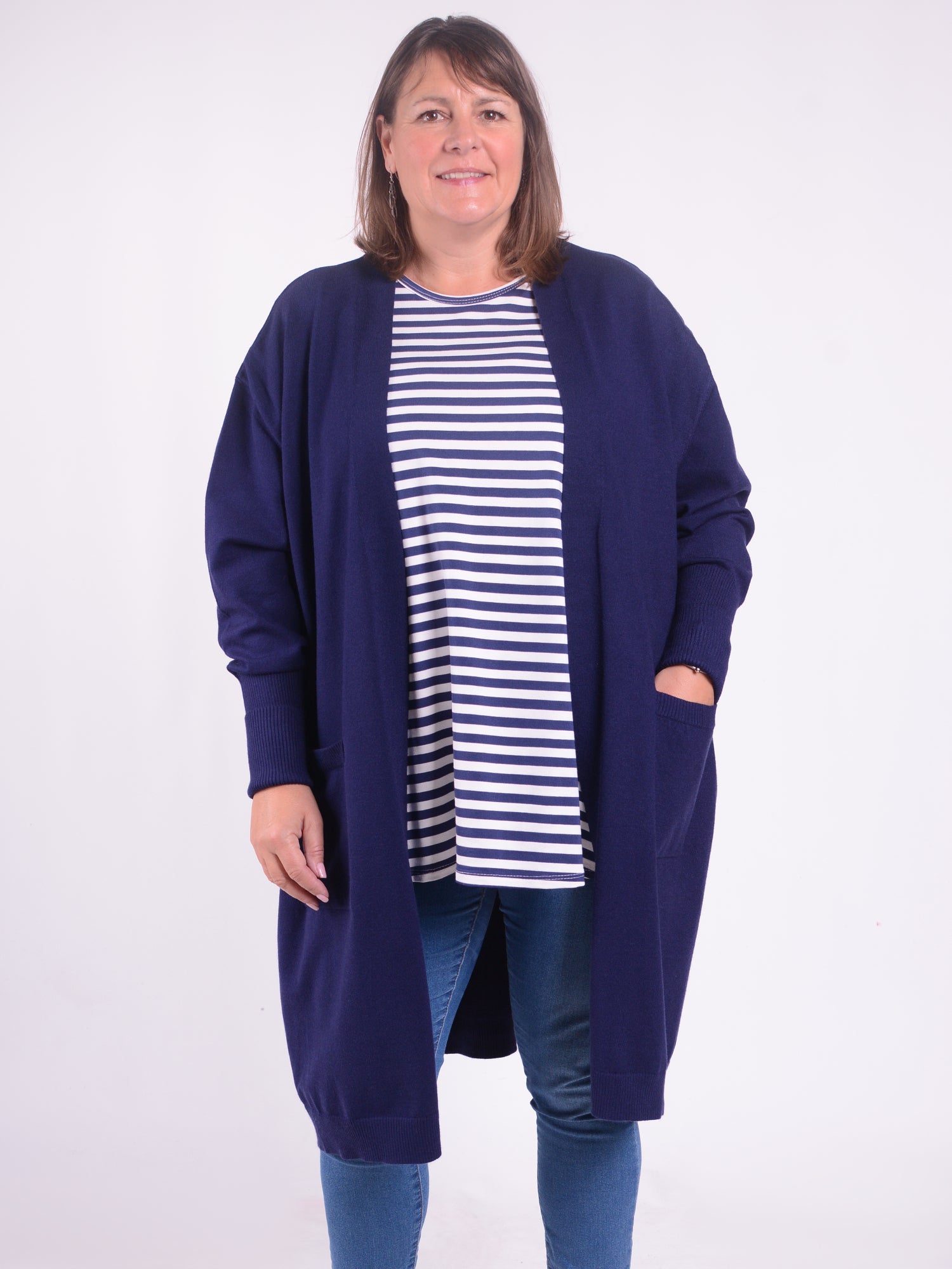 Soft Knit Longline Cardigan - CT1, Jumpers & Cardigans, Pure Plus Clothing, Lagenlook Clothing, Plus Size Fashion, Over 50 Fashion
