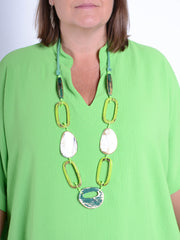 Oval Wooden Necklace - 90316, Necklaces & Pendants, Pure Plus Clothing, Lagenlook Clothing, Plus Size Fashion, Over 50 Fashion