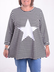 Striped Star Swing Top - 20516 STRIPE STAR, , Pure Plus Clothing, Lagenlook Clothing, Plus Size Fashion, Over 50 Fashion