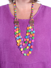 Lagenlook Multicoloured Multi layered Wooden Necklace - PURE3, , Pure Plus Clothing, Lagenlook Clothing, Plus Size Fashion, Over 50 Fashion