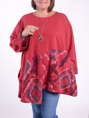 Patterned Asymmetric Hem Tunic with Pockets - 12452, Tunic, Pure Plus Clothing, Lagenlook Clothing, Plus Size Fashion, Over 50 Fashion
