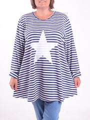 Striped Star Swing Top - 20516 STRIPE STAR, , Pure Plus Clothing, Lagenlook Clothing, Plus Size Fashion, Over 50 Fashion