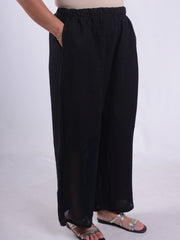 Wide Leg Linen Trousers with Detail - 13103, , Pure Plus Clothing, Lagenlook Clothing, Plus Size Fashion, Over 50 Fashion